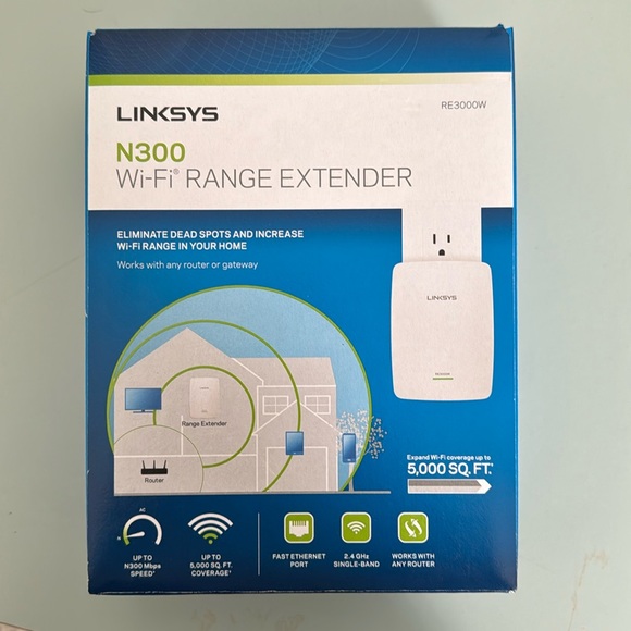 LINKSYS | RE 3000W N300 | Wi-Fi Range Extender - Picture 1 of 7